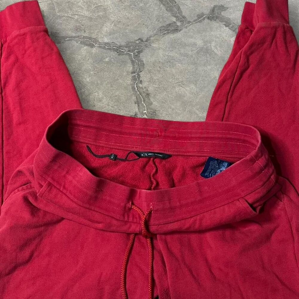 Armani-exchange Men's Red and Burgundy Joggers-tracksuits